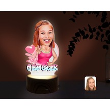 Kişiye Özel Kadınlar Günü Karikatürlü Dekoratif 3D Biblo Led Işık(481493242) Çok Renkli