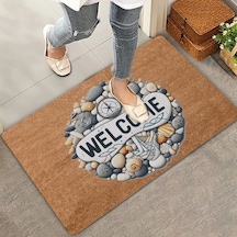 Valerine Life Çakıl Taşları Ve Pusula Welcome Kapı Önü Paspası 45x70cm