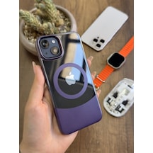 Apple iPhone 15 Magsafe Uyumlu Mika Sararmaz Kılıf Soocase720 Mor