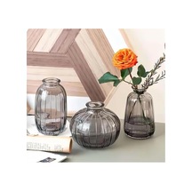 Chacha Home Luxury 3'lü Minimalist Dekor Cam Vazo - Füme Füme