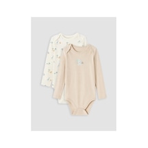 Lc Waikiki Alıta Cıty Farkıyla Lcw Baby Ekru Baskılı Erkek Bebek Çıtçıtlı Body 2'li Ekru - 929719803 Ekru