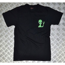 Stoned&Fame Alıen Baskılı T-shirt SIYAH