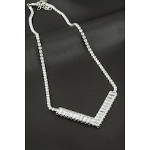 Üçgen - 589 - Tamtur Zirkon Taşlı Lüks Kolye 8 - Glblseme - Mm-gümüş Rengi Çok renkli