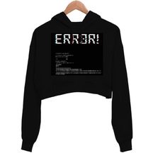 Hacker Error Kadın Crop Hoodie Kapüşonlu Sweatshirt