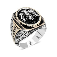 Gumush Gümüş Çift Başlı Kartal Oval Erkek Yüzük  546177983