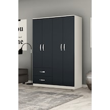 Metalia Gm 074 4 Kapı 2 Çekmeceli Antrasit Kapaklı Gardrop