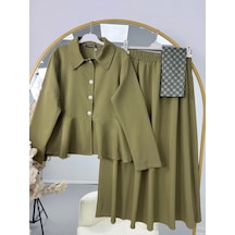 Lovie Moda Kadın Ceketli Takım Yeşil