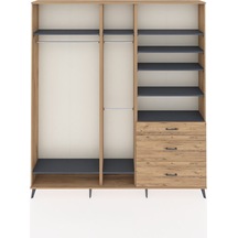 Arges Dolap 9 Raflı 3 Çekmeceli 3 Askılı 220x30x243 Çam-antrasit/çam Antrasıt/atlas Çam