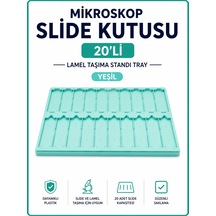 Mikroskop Slide Kutusu 20li-lamel Taşıma Standı Tray-yeşil