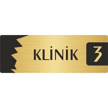 Metal Departman Kapı İsimliği, Yönlendirme Levhası Klinik 3 5x20 Cm Altın Renk