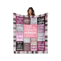 Reedark Hermana Harf Desenli Kalın Letto Kumaşı: Klima Odası Uyku Battaniyesi, Baba Anne Hediyesi, 130x150 Cm Çok Renkli