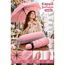 Günlük Kullanım İçin Pembe Kapsül Şemsiye Kompakt Tasarım Kolay Taşıma Özelliği Belirtilmemiş