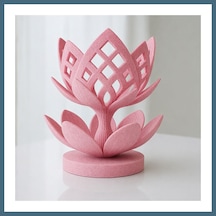 Bezos 3d Baskı Lotus Çiçeği Mumluk - Dekoratif Tealight Mumluk-pembe Agc