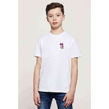 Tshirthane Baykuş Pembe Baskılı Unisex Çocuk Beyaz T-Shirt (534786166)