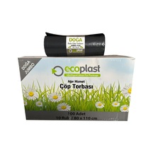 Ecoplast Jumbo Boy Siyah Çöp Torbası Poşeti 700 G 90 L 80 x 110 CM 10 x 10'lu