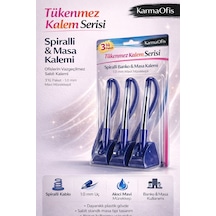 Spiralli Banko & Masa Kalemi 1.0 Mm Mavi Mürekkepli Sabit Standlı Ofis Kalemi 3 Adet Mavi 3