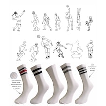 Silk Step 5'li Paket Erkek Spor Çorabı Beyaz Zemin Üzerine, 5 Farklı Çember Detaylı Beyaz