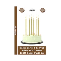 Delux Serisi 6 Lı İnce Uzun Gold Mum 13cm Detay Parti Şık