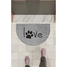 Rugmood Modern Dijital Paspas Gri Patili Love Paspas - Kapı Önü Paspası