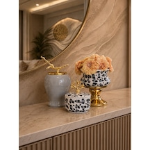 Dekoratif - Salon Seti Gri Leopar Gold