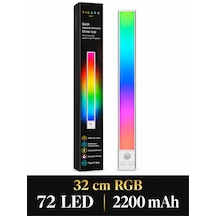 Tıcaro 32 Cm Rgb Sensörlü Şarjlı Led Dolap Işığı, 72 Led, 2200 Mah, Tekli Gümüş