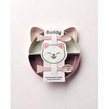 Buddy Kedi Mama Tabağı Seti - Pembe Mor Bej Çok Renkli