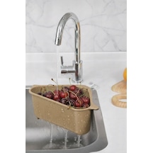 Vantuzlu Üçgen Lavabo Süzgeci Mutfak Evye Köşe Süzgeci Bej Plastik Diğer