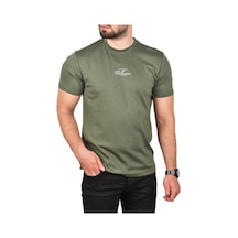 Deepsea Erkek Haki Bisiklet Yaka Dar Kesim Pamuklu Tişört Nefes Alan Yumuşak Dokulu Tişört 2504350 Haki