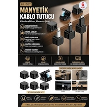 3b Trend 6'lı Manyetik Kablo Tutucu Seti - Yapışkanlı Kablo Düzenleyici Organizer