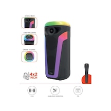 D69 Siyah Rgb Ledli Kablosuz Mikrofonlu Radyolu Taşınabilir Bluetooth Hoparlör Parti Speaker