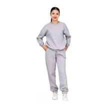 Erdem Kıds Kız-erkek Çocuk Paçası Lastikli 3 İplik Şardonlu İçi Pamuklu Basic Bisiklet Yaka Eşofman Takımı Gri Gri