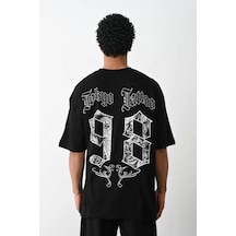 Assema Eekek Baskılı Oversize Kısa Kol T-shirt - Siyah Çok Renkli