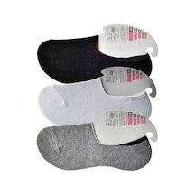 Royaleks Siyah Gri ve Beyaz Kadın Babet Çorap 3 çift RYL-KBT3004 Çok Renkli