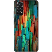 Redmi Note 11 - 11s Uyumlu Dikey Renkler Baskılı Silikon Kılıf Renkli