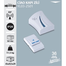Noas Ciao Kapı Zili Kablosuz 100 Metre Mesafeli 36 Melodi Seçenek