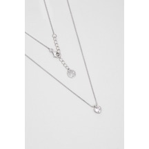So Chic Romantik Aşk 18 Ayar Beyaz Altın Kaplama 43 Cm Gümüş Kalp Kolye Beyaz
