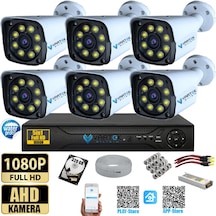 6 Kameralı Gece Renkli 5mp Lensli 1080p Fullhd Kamera Seti