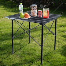 New Folding Ha075 Katlanır Çantalı Kamp Bahçe Masası 70x70x66 cm Siyah