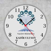 Teknoloji Ve Bilişim Temalı Ofis Duvar Saati - Yazılımcıya Özel İsimli Metal Saat Çok Renkli