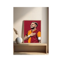Sarı Kırmızı Futbol Tablo Doğal Ahşap Çerçeveli Çok Renkli - 867696609 Çok Renkli