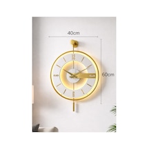 Pey Aksesuar Metal Camlı 40x60cm Duvar Saati Işıklı Gerçek Cam Duvar Saati Modern Tasarım Gold-şeffaf-beyaz