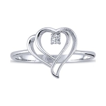 Lova Tek Taşlı Pırlanta Çifte Kalp Yüzük - 1040305