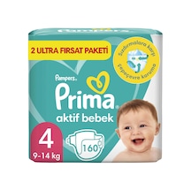 Prima Aktif Bebek 4 Beden Maxi Bebek Bezi Aylık Fırsat Paketi 160 Adet