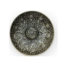 Gümüş Oksitli İşlemeli Bakır Hamam Tası Gümüş - Siyah
