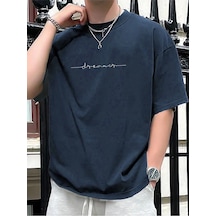 Startmore Oversize Erkek Dreamer Baskılı Bisiklet Yaka T-shirt Petrol