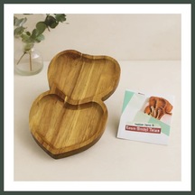 Bezos Akasya Kalpli 2 Bölmeli Ahşap Servis Tepsisi 25x14x1.4 Cm Nhr