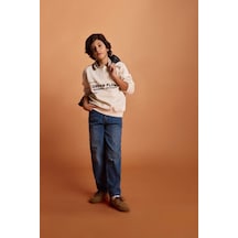 Defacto Erkek Çocuk Loose Fit Yırtık Detaylı Düz Paça Jean Pantolon G3257a825wnnm28 Mavi