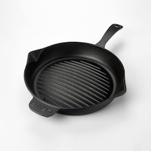 Döküm Yuvarlak Izgara Tava, Metal Kulplu, Konkav Taban, 28 Cm Belirtilmemiş