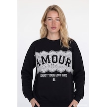 Quzu Dantel Detaylı Sweatshirt Siyah