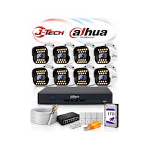 Dahua J-tech D1073 5mp 8'li Akıllı Sesli Ip Kamera Seti 1tb Renkli Gece Yüz Araç Hareket Algılama
